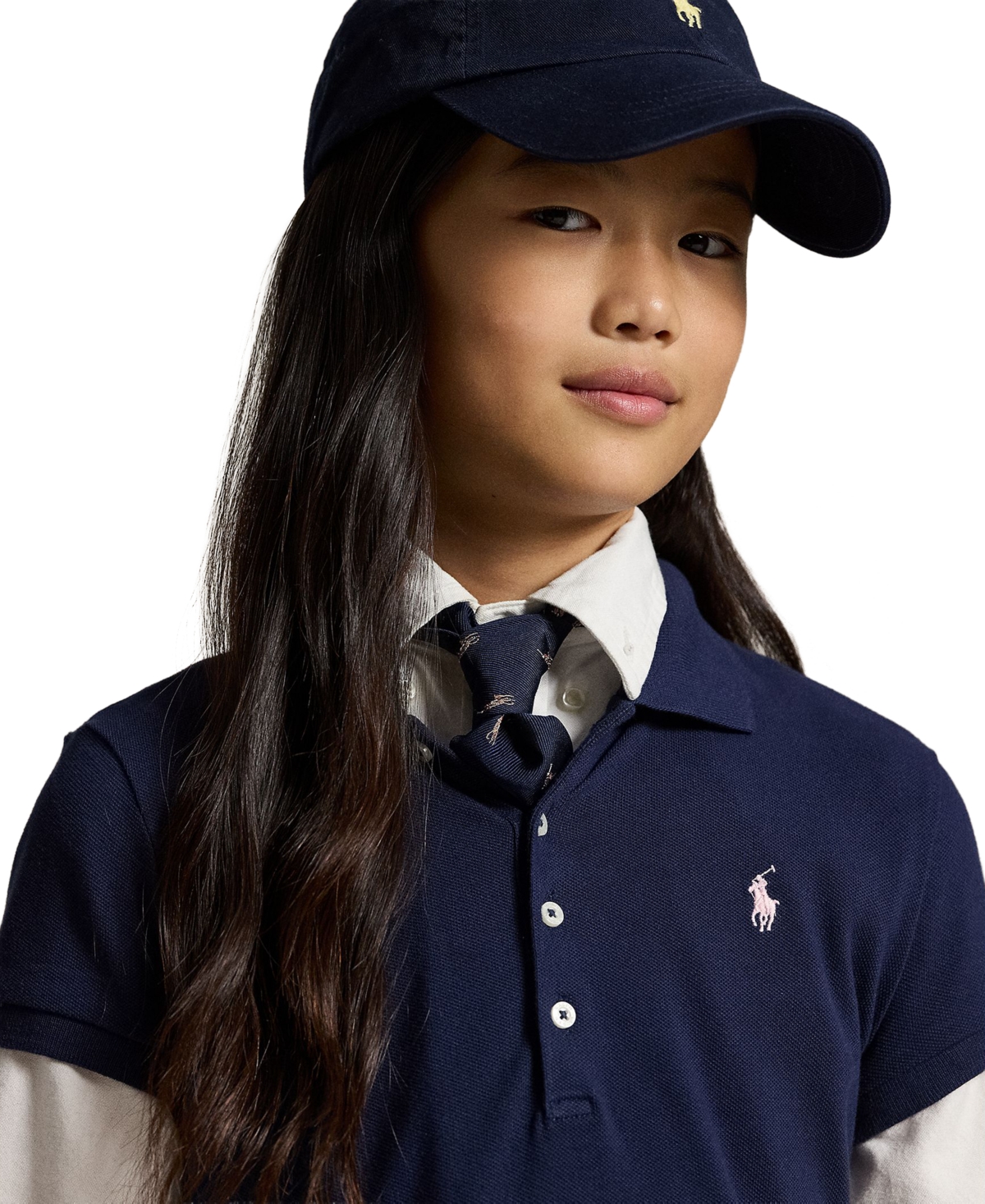 Big Girls Cotton Mesh Short Sleeve Polo Dress