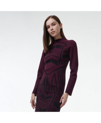 Women's Geometric Jacquard Fitted Knit Top