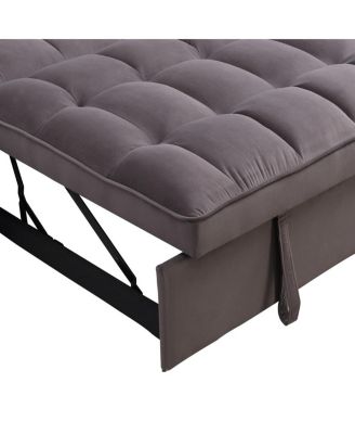 Velvet Pull-out Sleeper Sofa Bed with USB, Reclining Back, Tufted