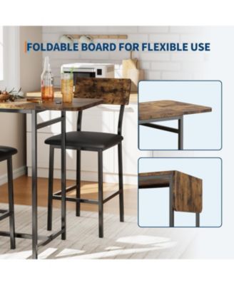 Kitchen Table Dining Table Set for 2 3-Piece Expandable Bar Table and Chairs Set