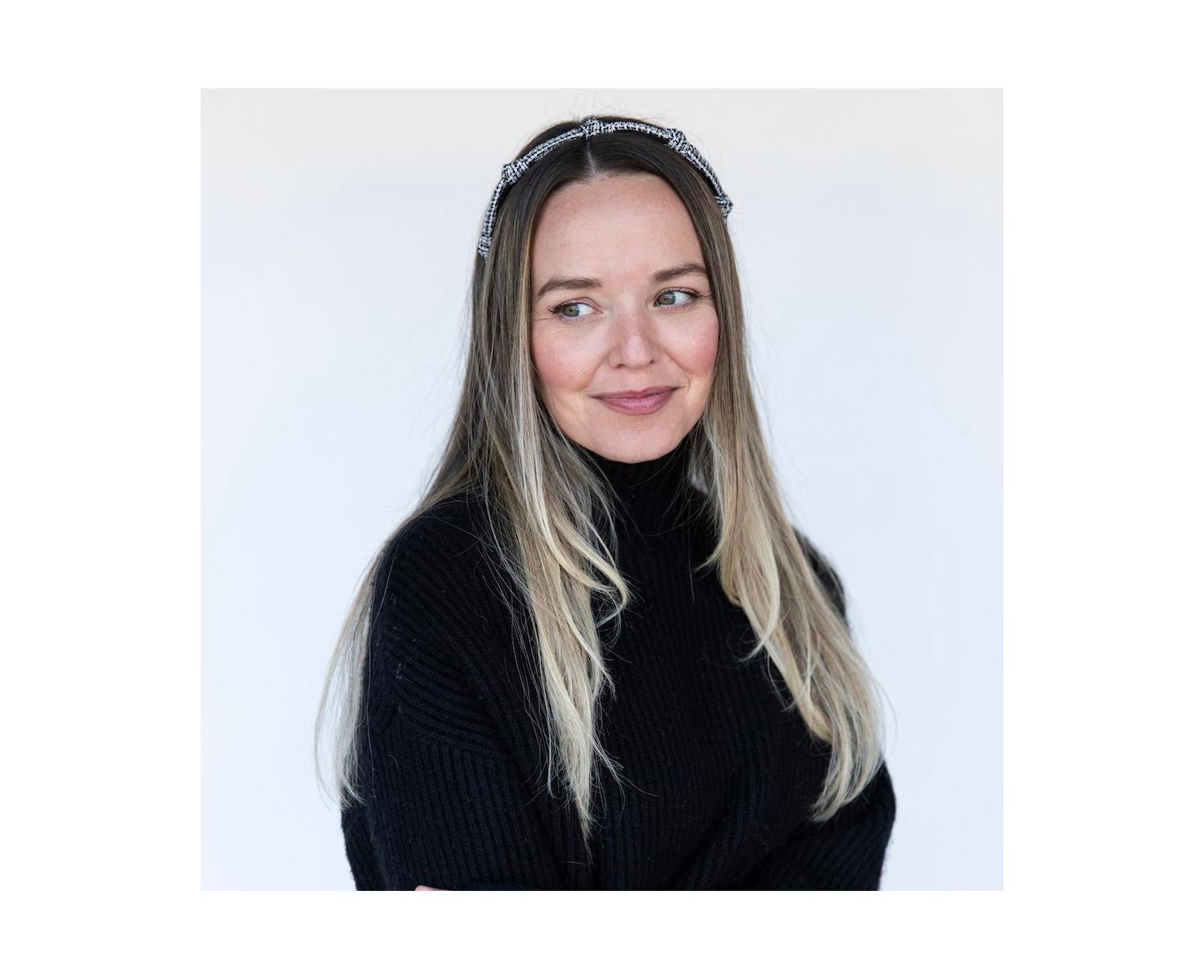 Women's Knotted Tweed Headband - Black Ivory