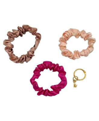Women's Satin Scrunchie Set - Hot Pink, Light Pink, Mauve