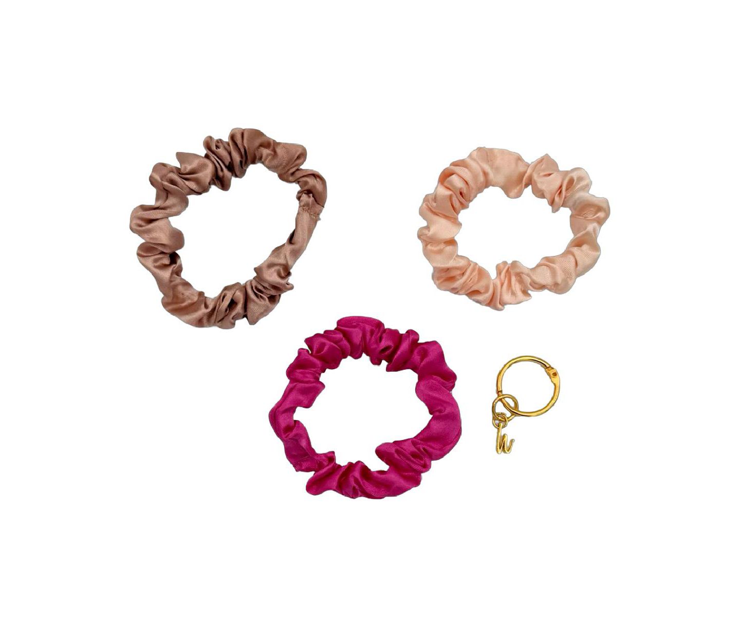 Женские аксессуары для волос Headbands of Hope Satin Scrunchie Set - Hot Pink, Light Pink, Mauve — фото 1