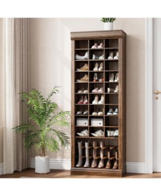 Shoe Cabinet, 10-Tier Entryway Shoe Storage Cabinet with 27 Cubbies and Tall Boots Storage, Freestanding Tall Shoe Organizer Cabinet