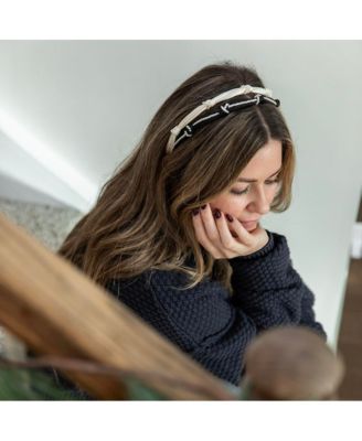 Women's Knotted Satin Headband - Black Pearl