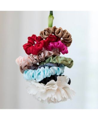 Women's Satin Scrunchie Set - Black, Gray, Light Blue