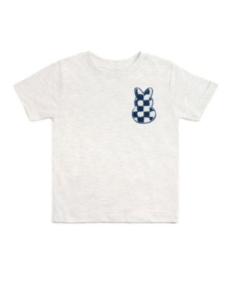 Toddler Boys Checkered Bunny Patch Easter Short Sleeve T-Shirt