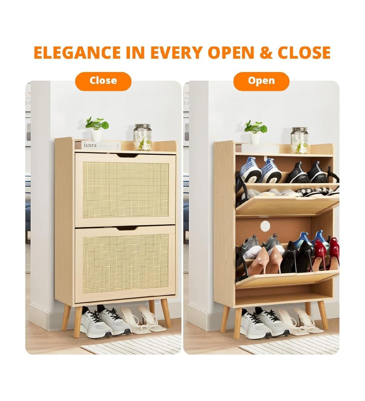 gaomon Shoe Storage Cabinet with Flip-Drawers, Ventilated Hidden Narrow Shoe Cabinet | Odor-Resistant Mdf Shoe Cabinet Storage