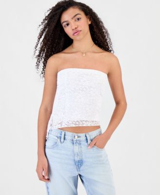 Juniors' Lace Side-Ruched Tube Top