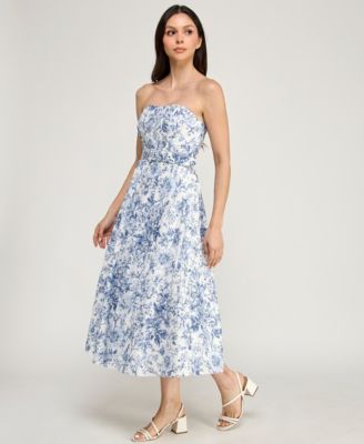 Juniors' Strapless Fit & Flare Midi Dress