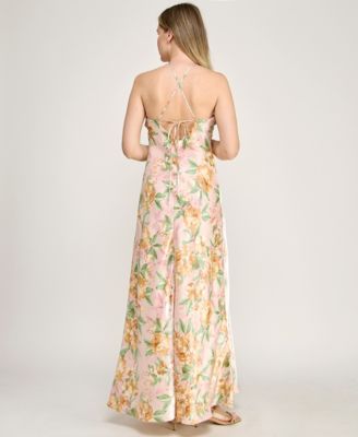 Juniors' Halter Neck Maxi Dress