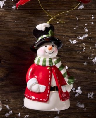 Christmas Tree Snowman Bell Ornament