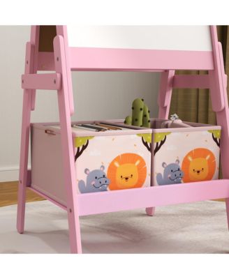 Double Sided Kids Art Easel with Whiteboard and Chalkboard