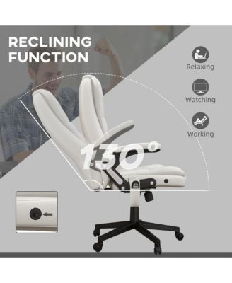 High Back Vibration Massage Office Chair with 6 Vibration Points Heated Reclining PU Leather