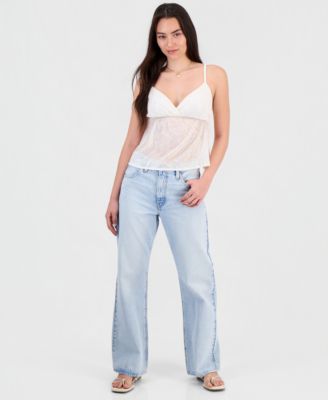 Juniors' Sequin Babydoll Tank