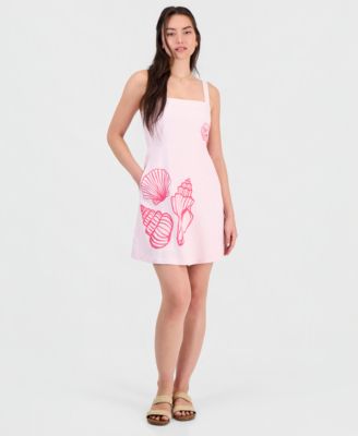 Juniors' Printed Linen-Blend Mini Dress