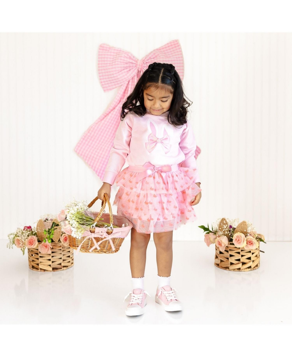 Draft - Sweet Wink Toddler Girls Bunny Bow Easter Sweatshirt