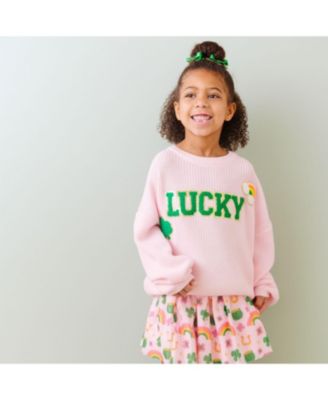 Big Girls Lucky Patch St. Patrick's Day Knit Sweater
