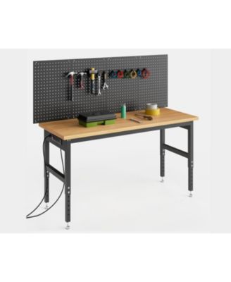 Kitchen Table 60 Inch Heavy Duty Adjustable Workbench for Dining Room, Home Office, Living Room