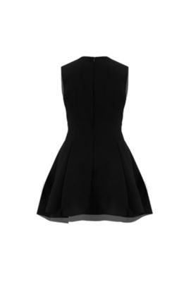 Women's Sleeveless Black Six Button Mini Dress