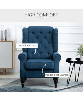 Button-Tufted Accent Chair with High Wingback Rounded Cushioned Armrests