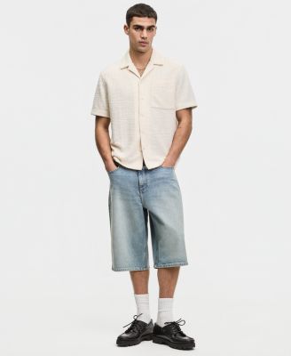 Men's Relaxed-Fit Boucle Short-Sleeve Camp Shirt