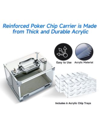 600pcs Poker Chip Cases, Acrylic Chip Case with Aluminum Frame & 6 Trays
