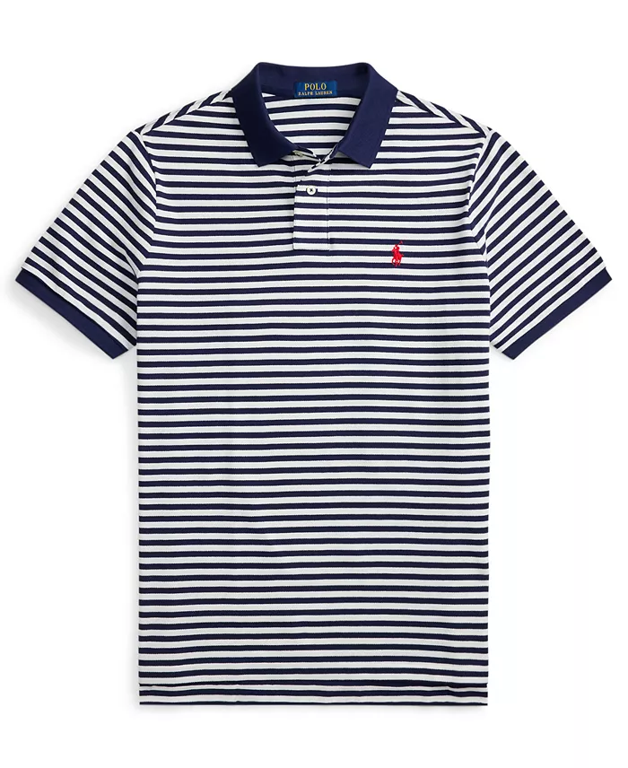 Classic Fit Striped Mesh Polo Shirt - thumbnail 5