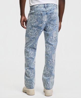 Men's Meadow Straight-Fit Floral Jacquard Jeans