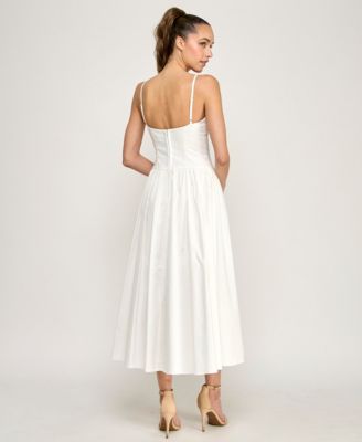 Juniors' Folded Square-Neck Sleeveless Midi Dress