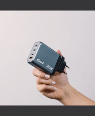 32202 100 Watts 4-Port GaN Wall Charger - Black/Gray