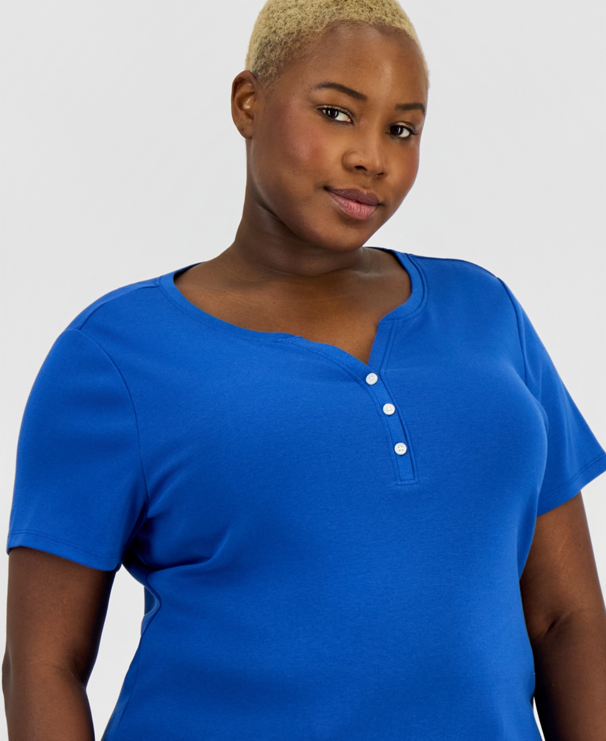 Style & Co Plus Short-Sleeve Henley Top, Exclusively at Macy's