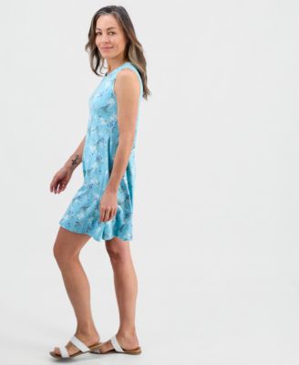 Petite Printed Knit Sleeveless Flip Flop Dress