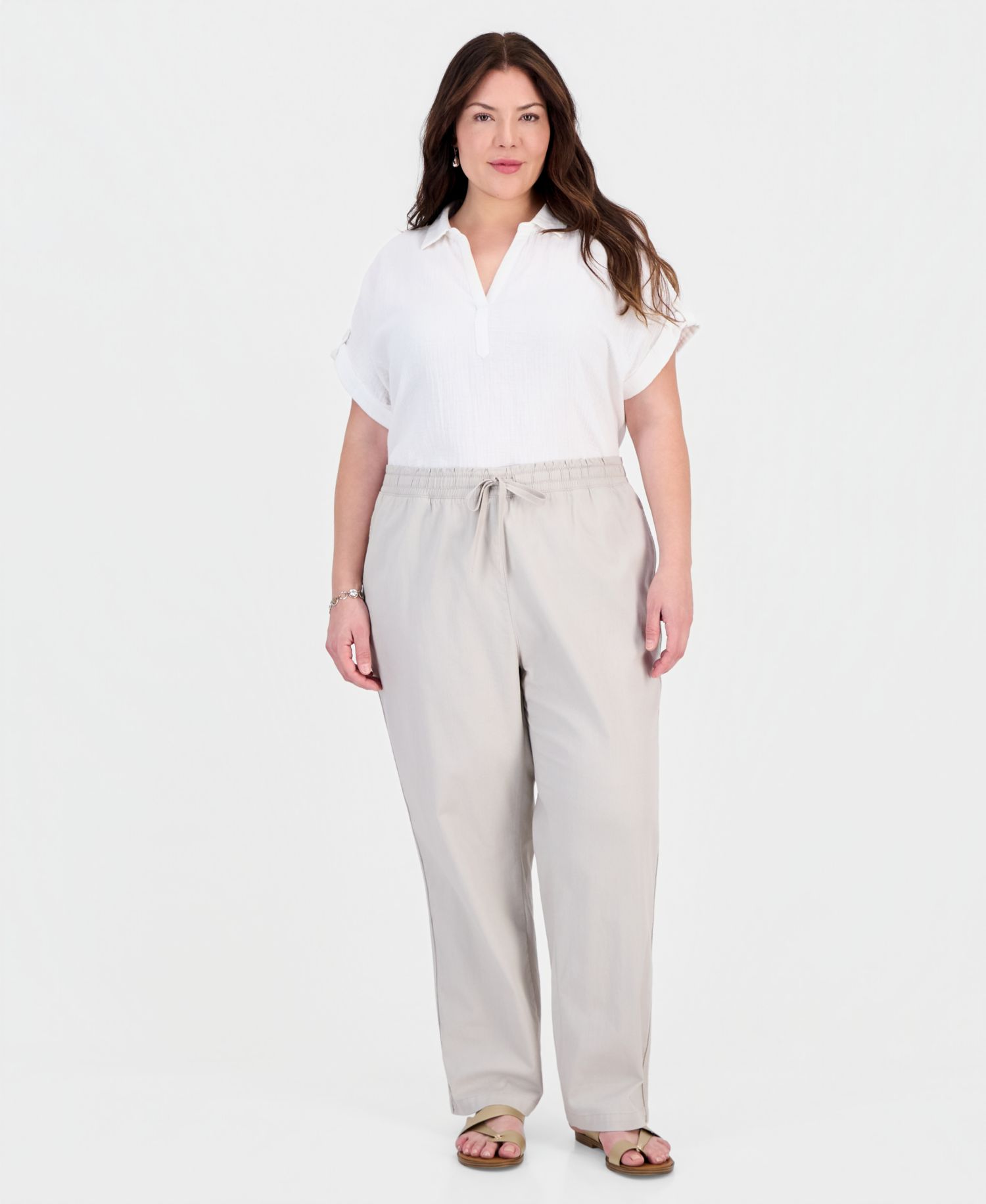Plus Size Straight-Leg Pull-On Pants