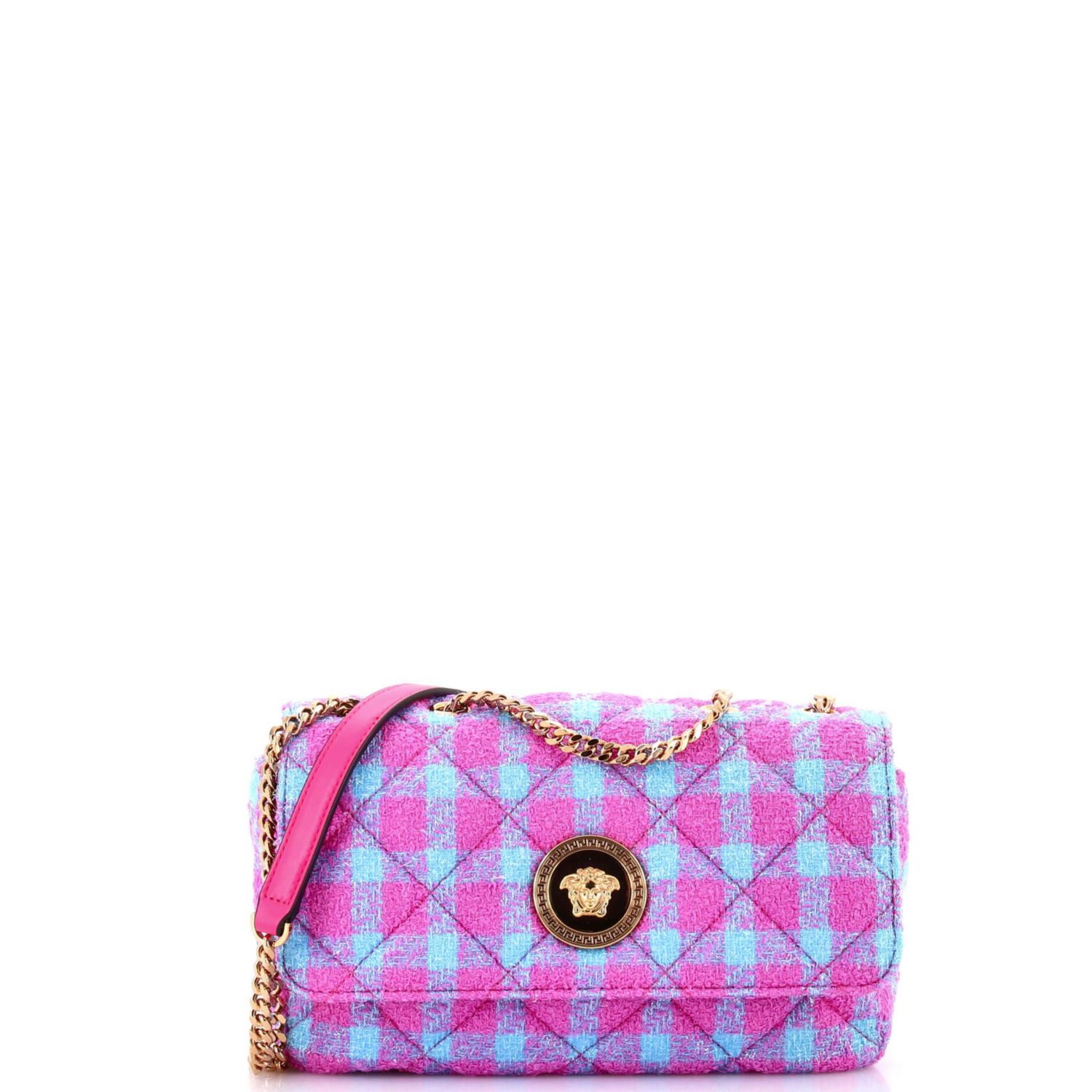 Mini Medusa Icon Chain Flap Bag Quilted Tweed