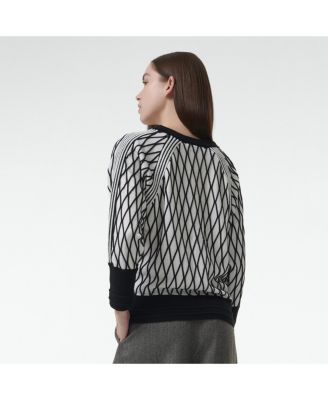 Women's Argyle Mesh Textured Knitted Sweater