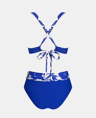 Women's High Waisted Ruched Lined Bikini Set