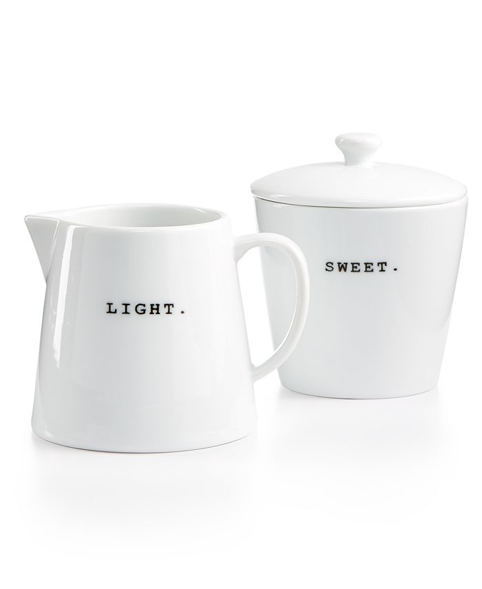 The Cellar - Whiteware Words Collection Light & Sweet Sugar & Creamer