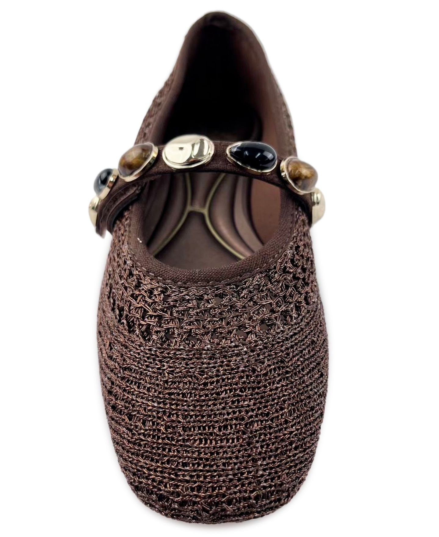 Женские балетки Kenneth Cole New York Zeta Stones Mary Jane Ballet Flats, цвет: Тёмно-коричневый вязаный — фото 7