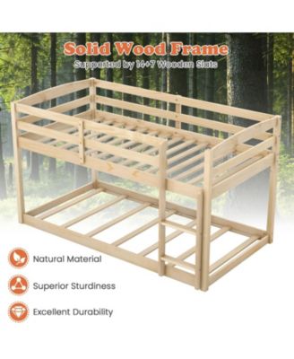 Kids Twin Bunk Bed with High Rails and Secure Ladder