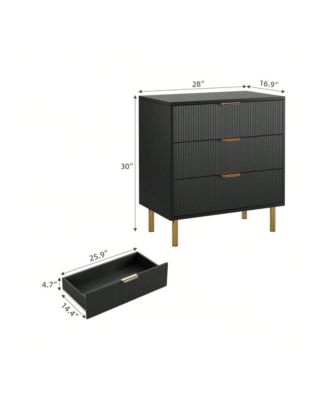 3-Drawer Wood Dresser Chest, Large Modern Nightstand Storage Organizer for Bedroom Clothes