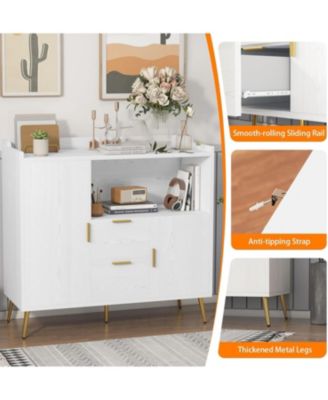 40" Buffet Sideboard with Storage, Kitchen Storage Cabinet, Microwave Cabinet, Coffee Bar Cabinet with 2 Drawers and 2 Doors for Kitchen