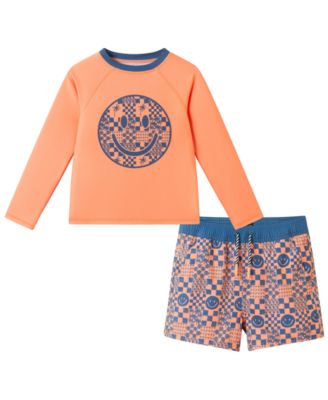 Boys' 2T-5 Crewneck Rash Guard and Printed Shorts, 2-Piece Set