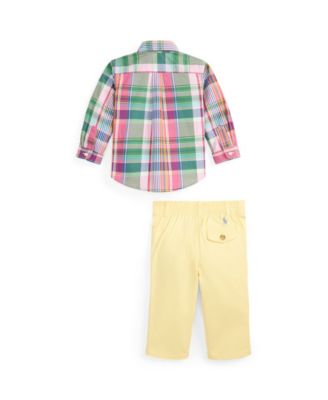 Baby Boys' Plaid Poplin Shirt and Flex Abrasion Pants, 2-Piece Set