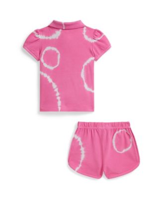 Baby Girls' Tie-Dye Stretch Mesh Polo Shirt and Shorts, 2-Piece Set