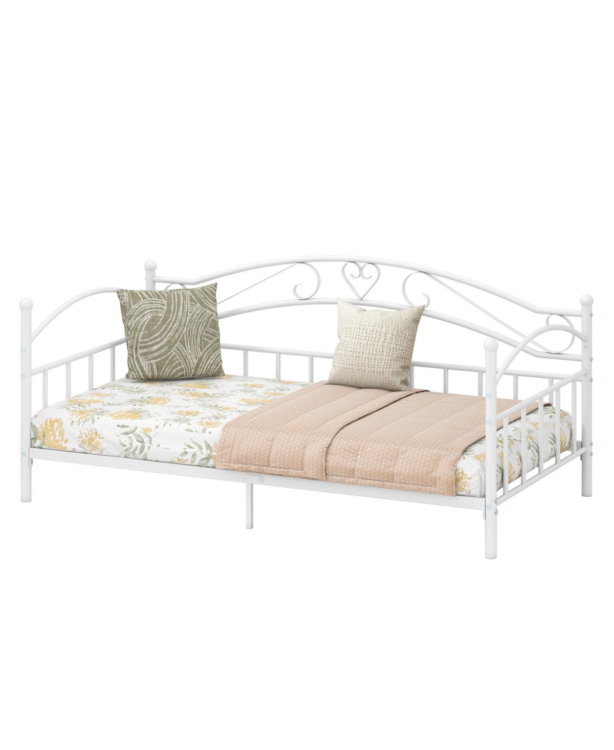 Slickblue Modern Twin Metal Daybed Frame with Headboard Support - 41