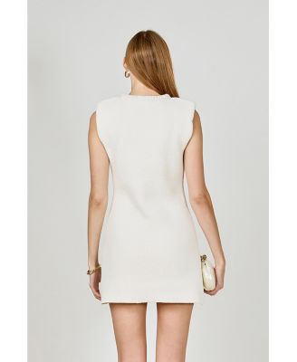 Women's Sleeveless mini knit dress with bow accents