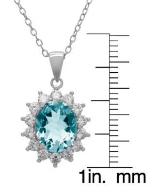 2-Piece Lab-Grown Aquamarine (4.45 ct. t.w.) & Lab-Grown White Sapphire (0.32 ct. t.w.) Pendant Necklace and Earrings Set in Sterling Silver