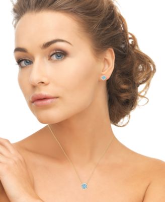 2-Piece Amethyst (2.60 ct. t.w.) and Round Bezel Necklace and Stud Earrings Set in 14k Gold Over Sterling Silver (Also Available in Garnet, Blue Topaz)