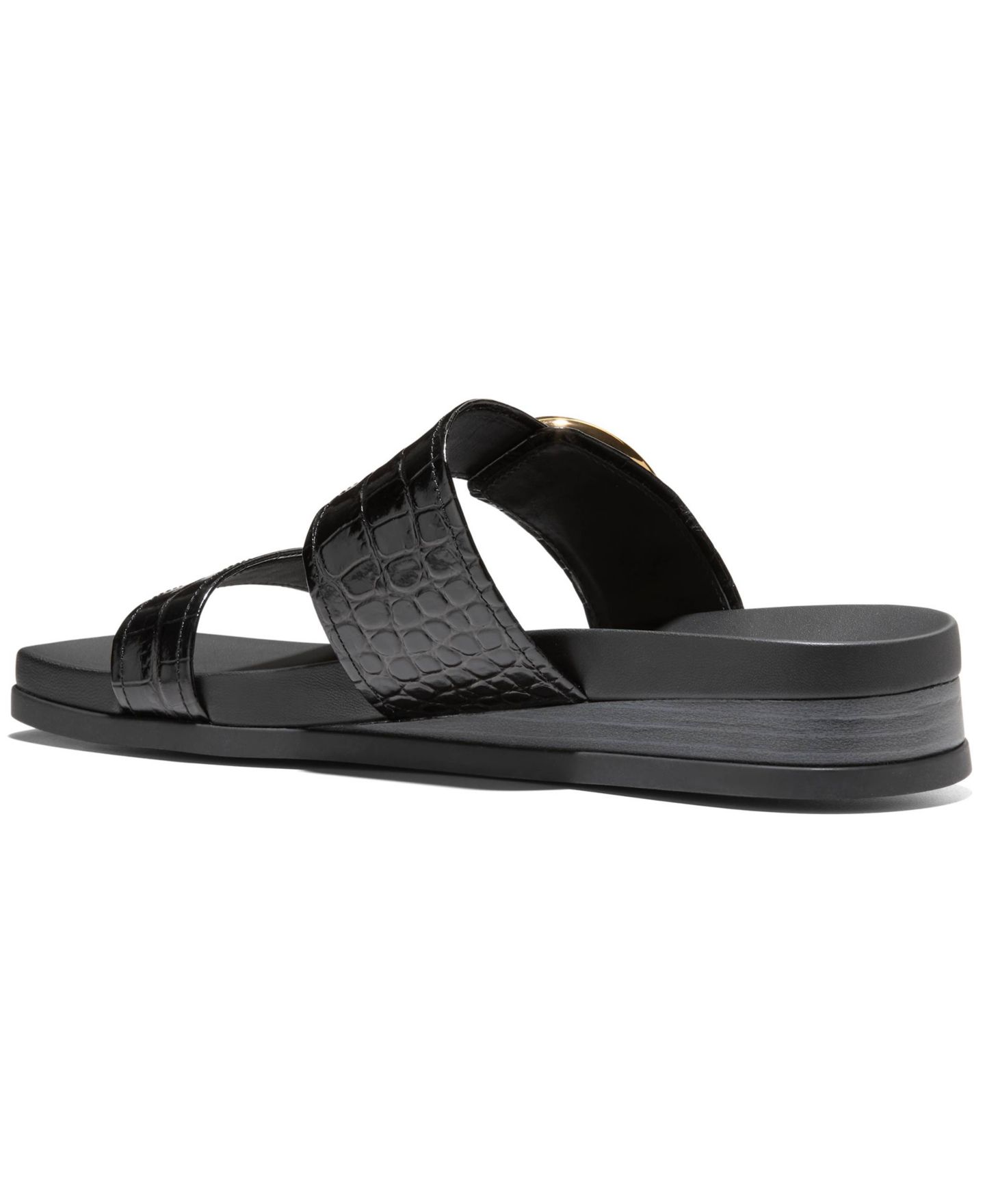 Женские сандалии Cole Haan Oaklynn Double Band Slip-On Footbed, цвет: Чёрный кожаный — фото 5